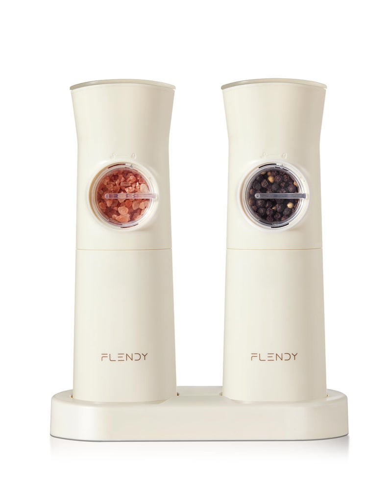 Flendy Gravity Electric Salt and Pepper Grinder Set Rechargeable, Automatic Salt and Pepper Grinder Set with USB C Charging Base, Gravity Salt and Pepper Shakers Set Electric - Image 1