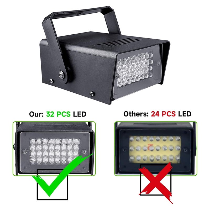 MADOWL 32 Led Strobes Lights Strobe Light for Halloween Mini Strobe Light Halloween Strobe Lights for Room Strobe Party Light Flashing Lights for Party - Image 2