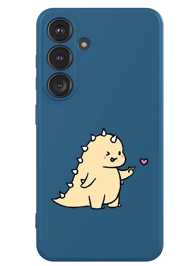 Theodor Protective Slim Fit Case Liquid Silicone Cover with Full Body Protection Anti-Scratch Shockproof Case For Samsung Galaxy S25 (Blue) - Dino love - Image 1