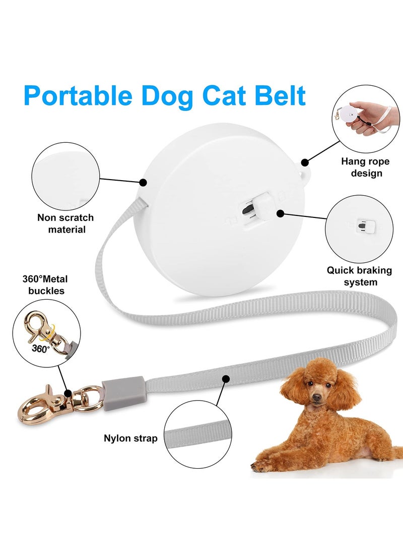 SYOSI Automatic Retractable Leash for Small Dogs Cats Anti-Pull Strength Nylon Material Walking Leash  Mini Portable Hands-Free with Wrist Strap for One-Hand Operation (White)  - Image 3