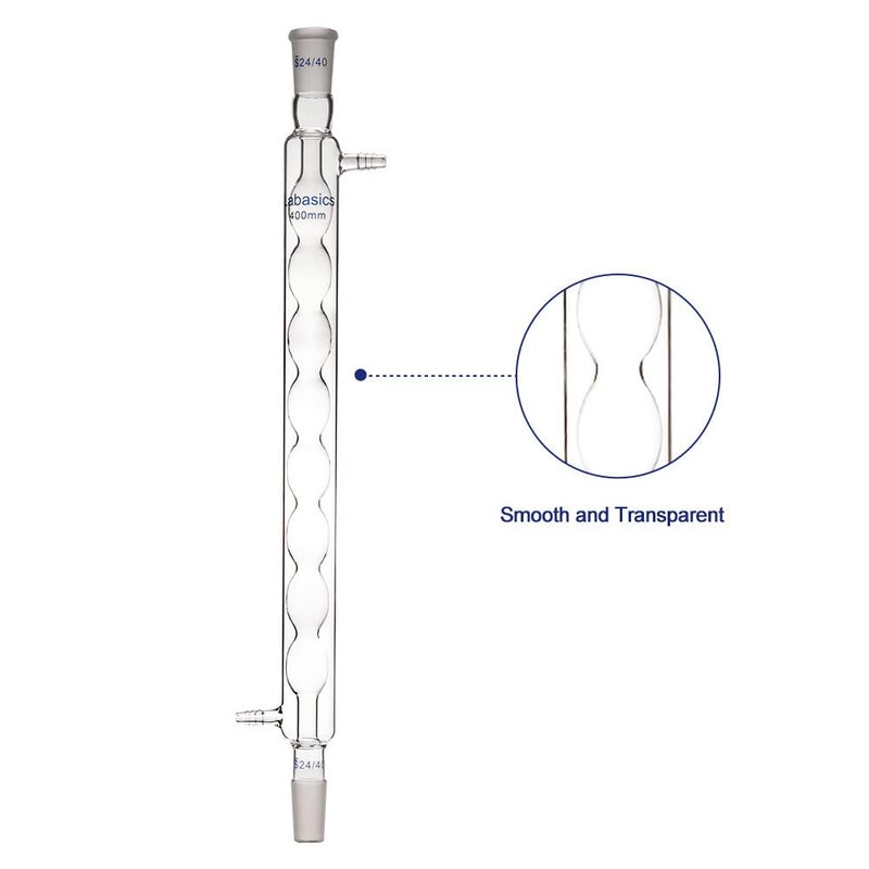 Labasics Borosilicate Glass Allihn Condenser with 24/40 Joint 400mm Jacket Length Lab Glass Condenser - Image 2