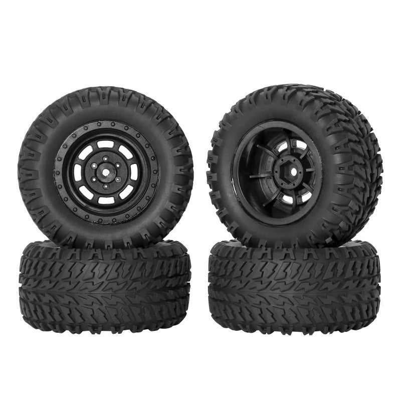 RC Station 12mm Hex RC Wheels and Tires for 1/14 Hyper Go H14BM Tires and Wheels for 1/10 Scale Traxxas RC Short Course Truck Riaario Amoril Mini RC Truck Tires Wheels PreGlued 4PCS - Image 1