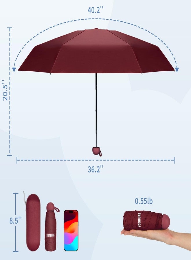 Yoobure Travel Umbrella Portable Compact Umbrella, Pocket Mini Umbrella for Purse UV Umbrella, Umbrellas for Rain Small Umbrella for Backpack, Sun Umbrella with Case Folding Umbrella for Kids Women, - Image 2