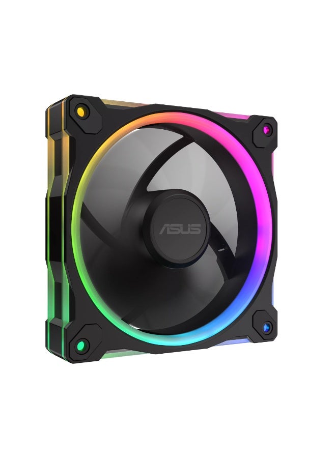 ASUS Prime MR120 ARGB 120mm Case Fan, Dual-Sided 20 Addressable RGB LEDs, 1600 RPM PWM, 58 CFM Airflow, 1.7 mm H₂O Static Pressure, Ultra-Quiet 21 dB(A), 28mm Thick, Aura Sync Compatible, Single Pack, Black | 90DA00I0-B09000 - Image 4