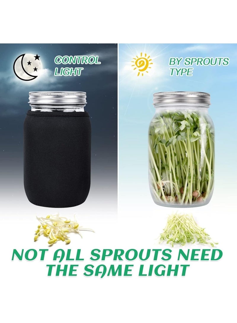 البذور براعة جرة مجموعة مع 2 فم واسع ميسون جرات براعات الفاصوليا تزداد مجموعة Microgreens زراعة جرة مع غطاء شاشة شبكة براعة براعات صانع لزراعة البروكولي، الفالفاصوليا، مونغ فاصوليا - Image 5