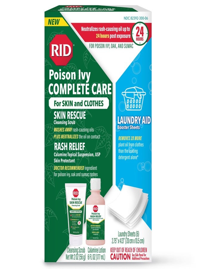 RID Poison Ivy Complete Care for Skin & Clothes – All-in-One Treatment for Poison Ivy, Oak & Sumac with Skin Rescue Cleansing Scrub, Calamine Rash Relief & Laundry AID - Image 1