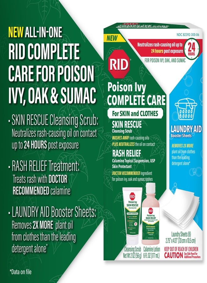 RID Poison Ivy Complete Care for Skin & Clothes – All-in-One Treatment for Poison Ivy, Oak & Sumac with Skin Rescue Cleansing Scrub, Calamine Rash Relief & Laundry AID - Image 3