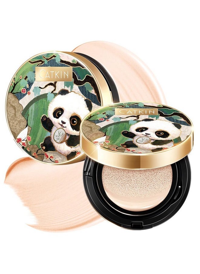 CATKIN - CATKIN Panda Land Full Coverage Cushion Fondation, Breathable Hydrating Nourishing Poreless Face Makeup Save for Sensitive Skin,Sheer Finish (C01 Fair) - Image 1