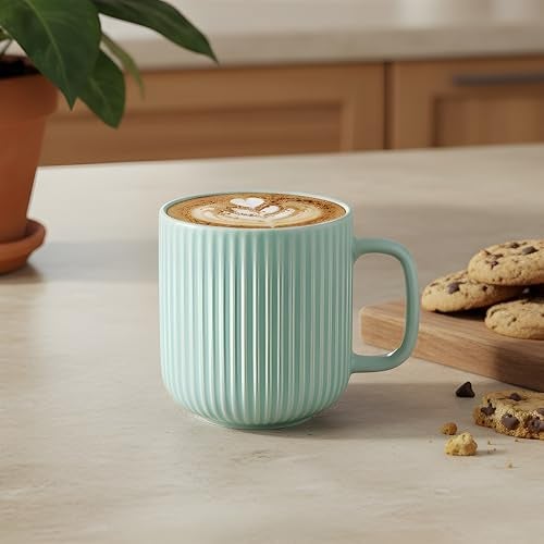 CRAF10 Linear Luxe Ceramic Cofee/Milk Mugs, 340 ML, Dishwasher & Microwave Safe, Sea Green, Set of 1 - Image 2