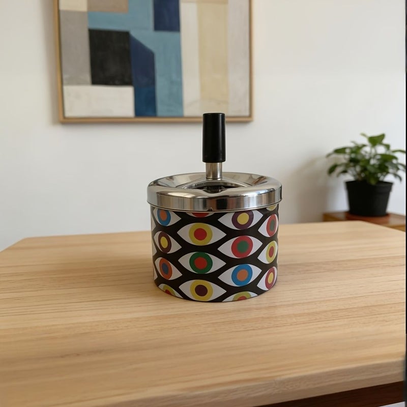 Italian Architecture Style Vintage Press Top Ashtray With Lid Stylish Design Prevents Fly Ash And Smoke Odor Universal For Home Dorm Living Room And Car Use - Image 5