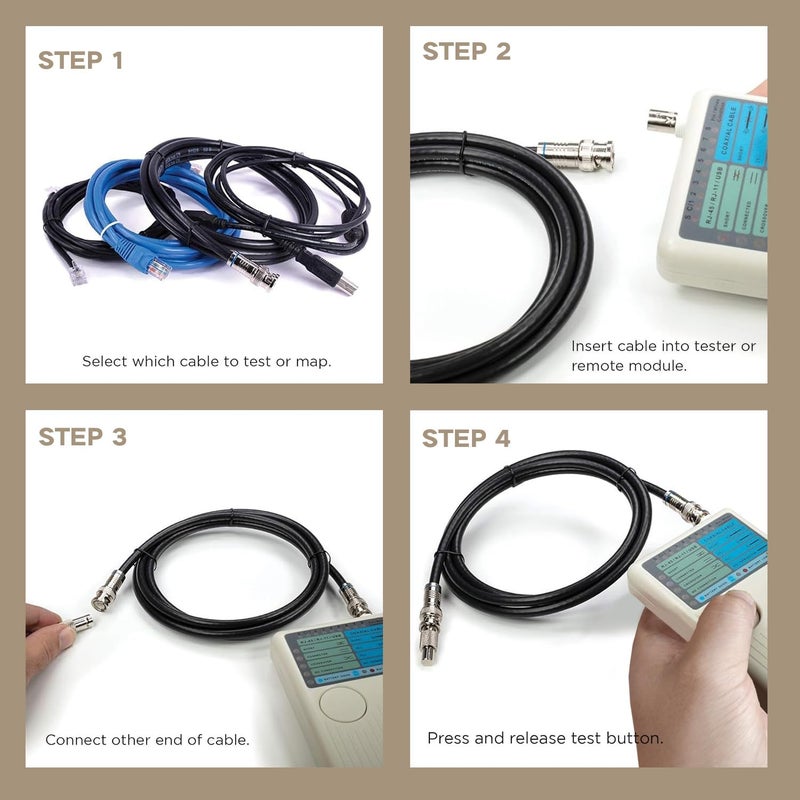 COOLCOLD Lan Tester | 4 In 1 Remote Cable Tester RJ45, RJ11, USB and BNC LAN Network Cable Cat5 Cat6 Wire Tester for UTP STP Telephone LAN Cables Tracker Detector Tool (Battery Included) - Image 5