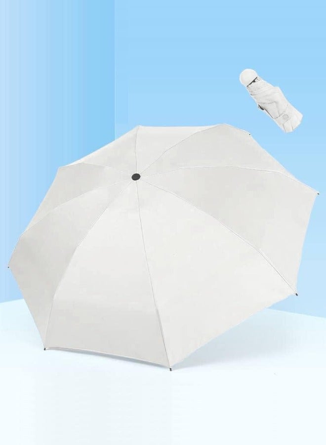 SUNCARE Mini Sun Umbrella with Protective Case, 8 Ribs Compact UV Umbrella for Summer & Sun Protection, Windproof Folding Travel Umbrella Ideal for Men & Women (White)  - Image 3