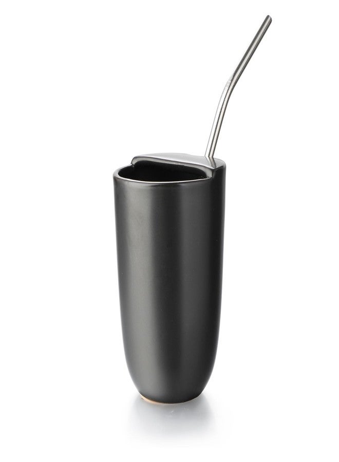 Evannt Yerba Mate Tea Cup Set, Ceramic Mate Tea Cup,9oz Ceramic Cup for Yerba Mate Tea and Mate Infused Drinks (Black) - Image 2