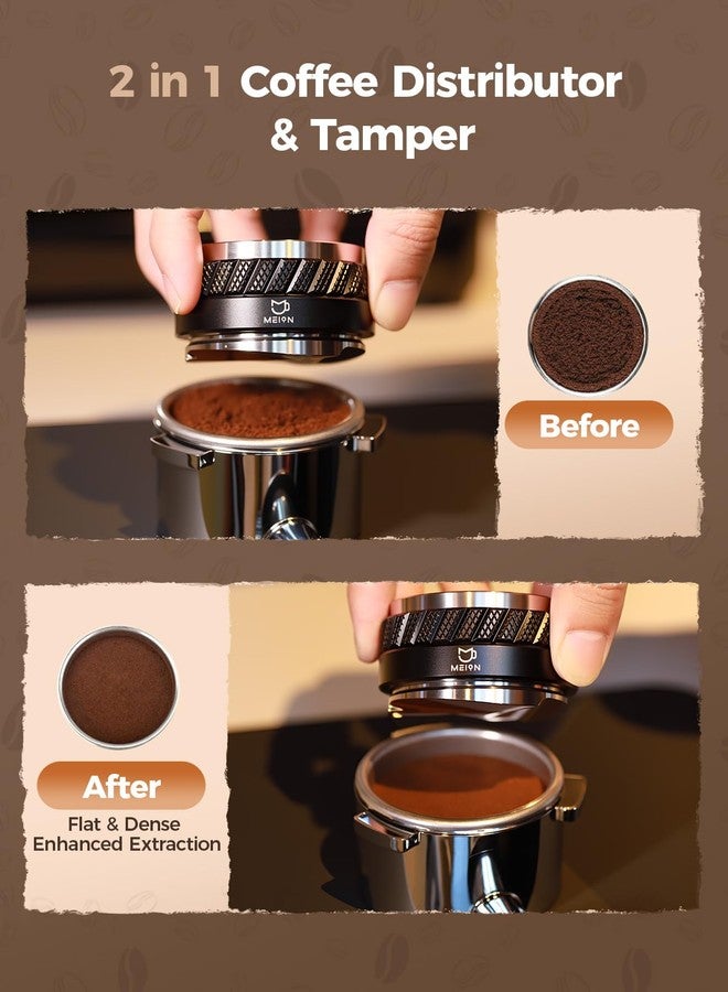 ميون طقم ملحقات MEION 54mm لماكينات إسبريسو Breville، يتضمن حامل فلتر بدون قاعدة، وموزع قهوة مزدوج الجوانب ومكبس، وملعقة تقليب إسبريسو، وشاشة قرص رقيقة 0.8 مم (أسود، 54 مم). - Image 4