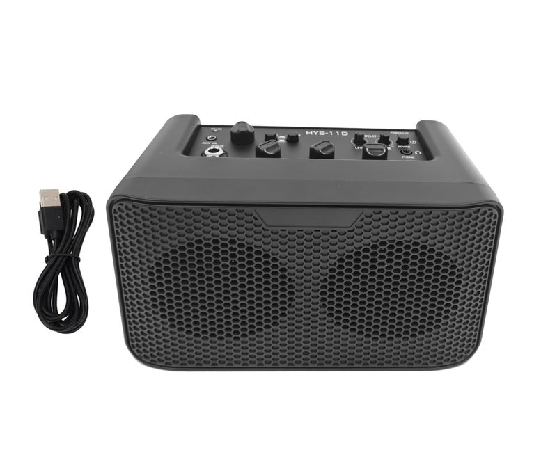 Softline Pro SP HSY-11D BK Electric Semi Acoustic Guitar Amplifier 10W Output BT Portable Amp Speaker with Delay Effect 3.5mm Earphone Jack Volume Tone Control (Black) - Image 1
