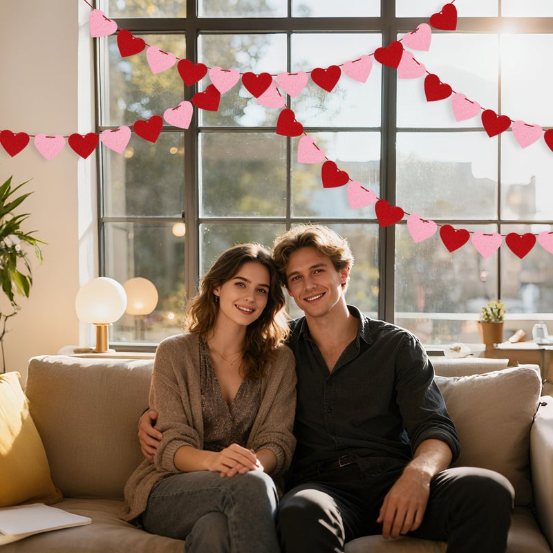 HALOGATE 4 Pack Felt Heart Garland Banner, No DIY Valentine's Day Decorations Red Pink Hearts Hanging Banner 9.8ft Galentines Day Heart Felt Decor for Wedding Anniversary Birthday Home Valentine Party Supplies - Image 5