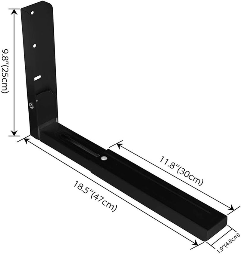 MEETOZ Microwave Wall Mount Brackets, Foldable Arm Adjustable Extensible Wall Hanging Microwave Brackets Oven Stand Shelf Rack Load 100 lb (Black) Shock rubber edge - Image 2