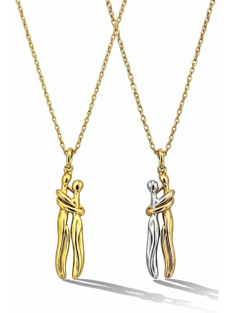 RAFAL Romantic Hugging Couple Pendant Necklace for Women – Elegant Gold-Plated Luxury Dainty Chain, Premium Sophisticated Embrace Jewelry for Special Occasions, Birthdays & Luxury Gifting - Image 1