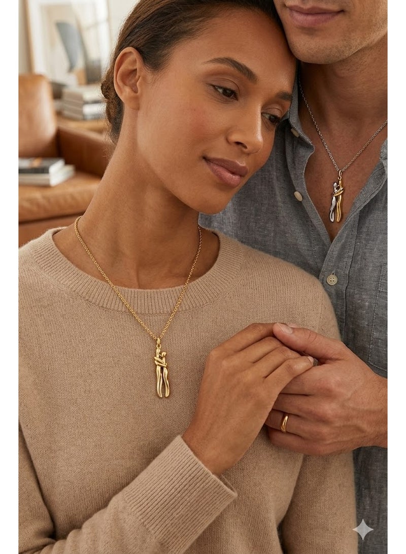 RAFAL Romantic Hugging Couple Pendant Necklace for Women – Elegant Gold-Plated Luxury Dainty Chain, Premium Sophisticated Embrace Jewelry for Special Occasions, Birthdays & Luxury Gifting - Image 4
