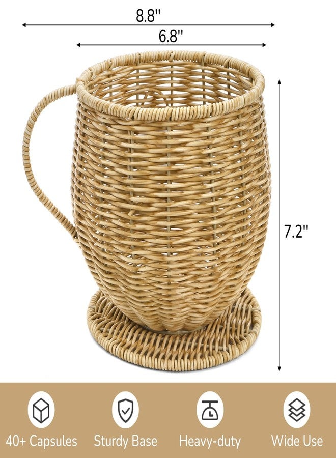 Nagpew Coffee Pod Basket, Large Capacity Coffee Pod Container with Handle, Handwoven K Cup Holder Capsule Storage for Counter, Home, Office, Coffee Bar - Image 2