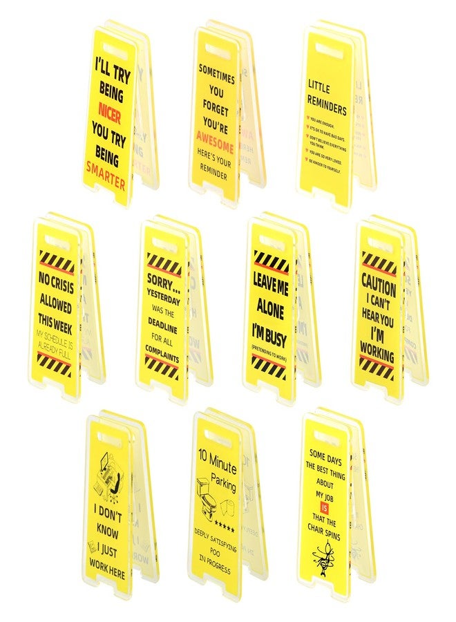 WeiLingBo 10 Pack Funny Office Note Holder Clips, Mini Caution Overstimulated Desk Sign Sticky Note Holder Office Gag Gifts for Coworker Leader Manager - Image 3