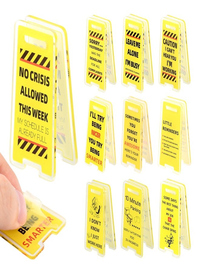 WeiLingBo 10 Pack Funny Office Note Holder Clips, Mini Caution Overstimulated Desk Sign Sticky Note Holder Office Gag Gifts for Coworker Leader Manager - Image 1