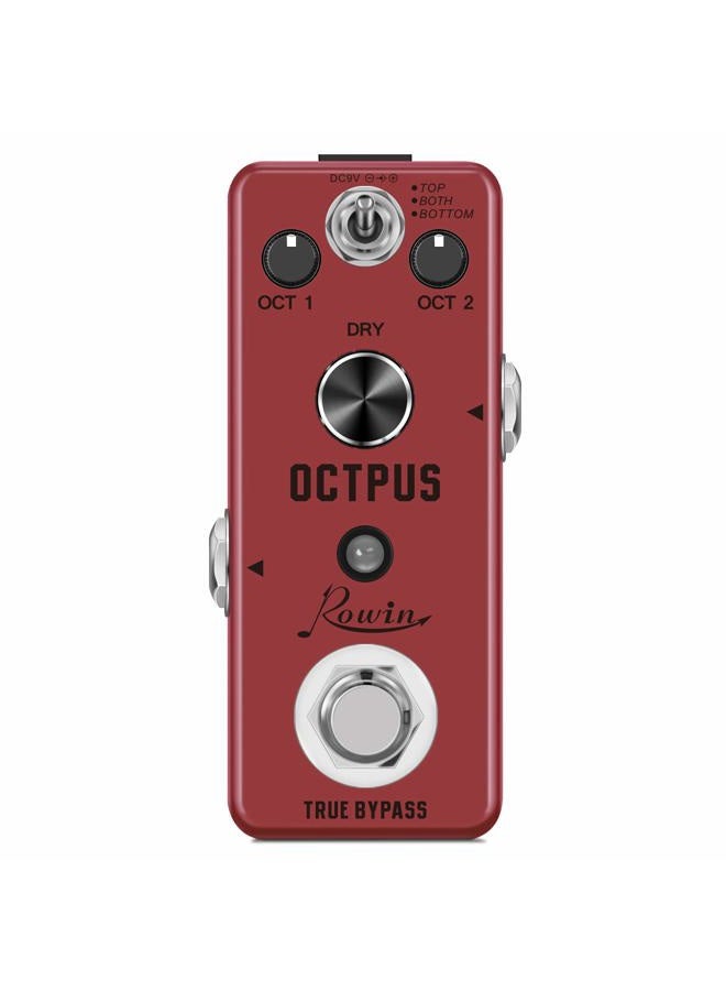 Rowin Polyphonic Octave Guitar Effects Pedal Pure Octopus Digital Mini Single Effect for Electric Guitar and Bass with True Bypass 11 Different Octave Modes LEF-3806 - Image 1