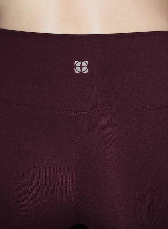 trendyol Claret Red Soft Brushed Fabric Reflective Print Detail Full Length Knitted Sports Tights - Image 3