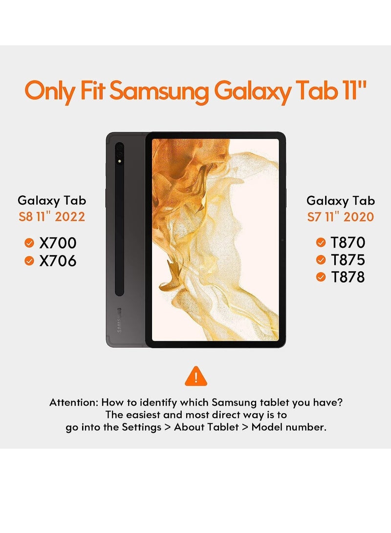 ELTRAZONE Galaxy Tab S8 Keyboard Case, Touchpad with S Pen Slot, for Samsung Galaxy Tab S8 / S7 11 inch SM-X700 / X706 / T870 / T875 / T878, Rechargeable & Detachable BT Keyboard, - Image 2