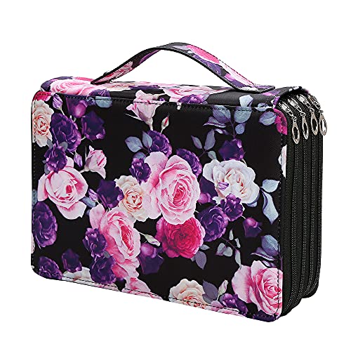 Lbxgap Rose Pencil Case Slot Holds Portable Colored Pencil Case 200 Slots Colored Pencil Case Organizer with Zipper for Watercolor Pens or Markers, Pencil Case Organizer for Artist - Image 1