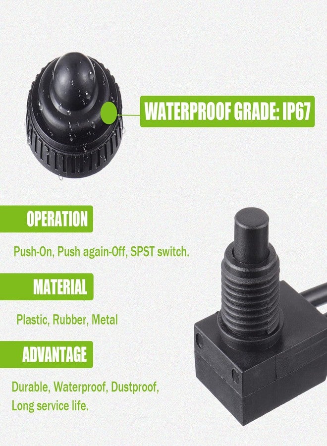 EPLZON KP-107 Waterproof Push Button Switch 12V On/Off SPST Switch with 4.5" Line for Motorcycle/Car (2 Pack, Black) - Image 5