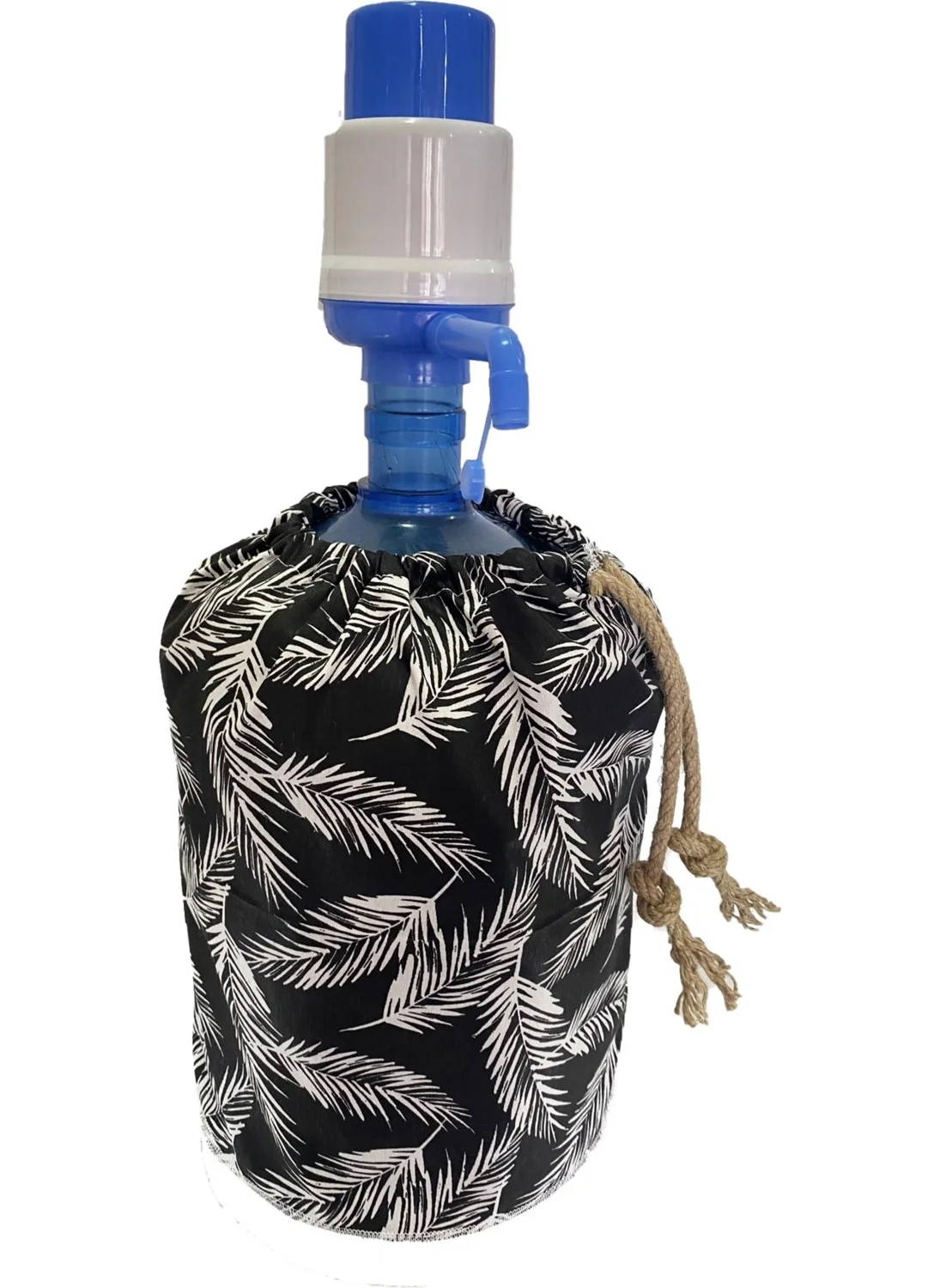 Vip Home Concept Carboy Case Jute Drawstring Washable Case - Black Feather