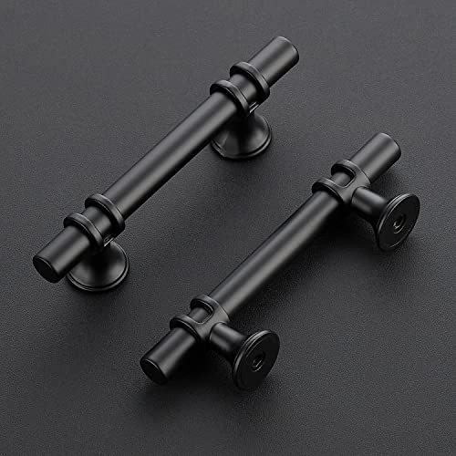 HomeExpert Home Expert 5 Pack 3 Inch Black Cabinet Handles - Matte Black Kitchen Cabinet Hardware - 5 Inch Overall Length - Image 2