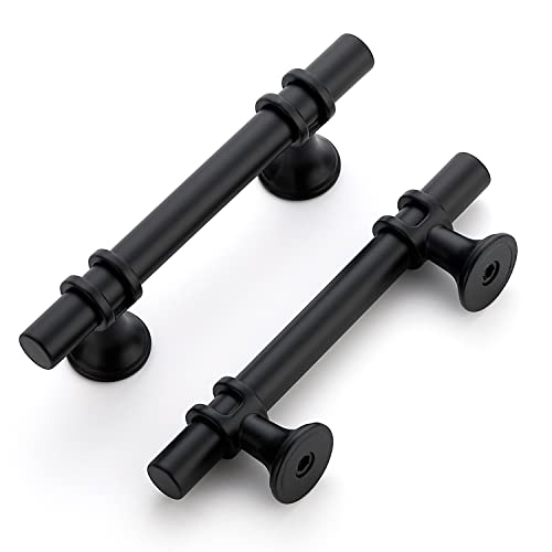 HomeExpert Home Expert 5 Pack 3 Inch Black Cabinet Handles - Matte Black Kitchen Cabinet Hardware - 5 Inch Overall Length - Image 1