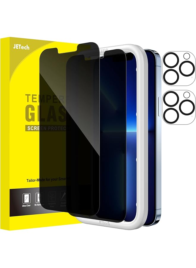 Jetech Privacy Screen Protector For Iphone 13 Pro Max 6.7 Inch With Camera Lens Protector Anti Spy Tempered Glass Film Easy Installation Tool 2 Pack Each - Image 1