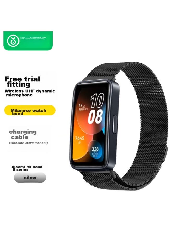 Biaze Biaze Compatible With Huawei Band 8 Strap, Huawei Band 9 Strap, 9th Generation Smart Sports Bracelet Replacement Wristband, 8th Generation Nfc Milanese Metal Magnetic Bracelet Wristband Bd61-black  - Image 1