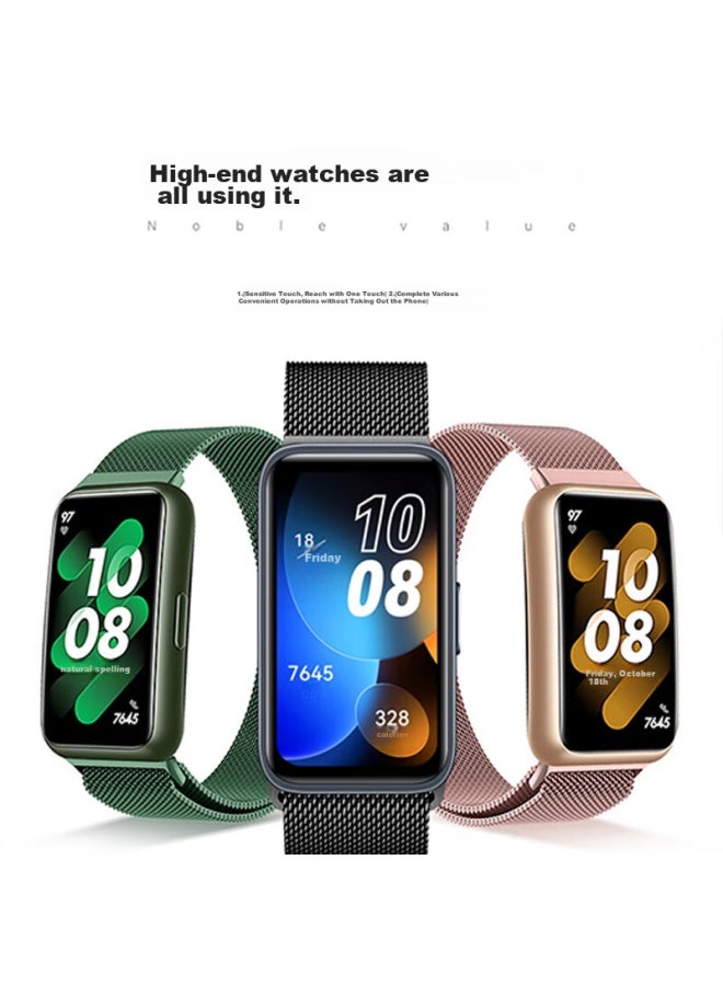 Biaze Biaze Compatible With Huawei Band 8 Strap, Huawei Band 9 Strap, 9th Generation Smart Sports Bracelet Replacement Wristband, 8th Generation Nfc Milanese Metal Magnetic Bracelet Wristband Bd61-black  - Image 5