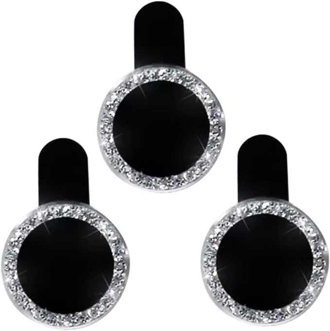 Silver Luxury Rhinestone Camera Lens Protector Film Easy to Install 1X 1CM Size - Image 1