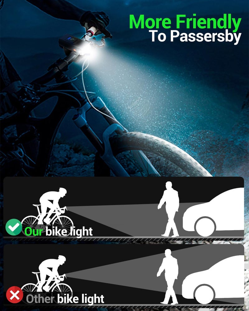 Victoper Bike Light, High Lumens Super Bright Bicycle Lights, 6+4 Modes USB Rechargeable Bike Headlight & Tail Light Set, Waterproof Safety Bike Front & Rear Light for Road, Mountain, Night Riding - Image 4