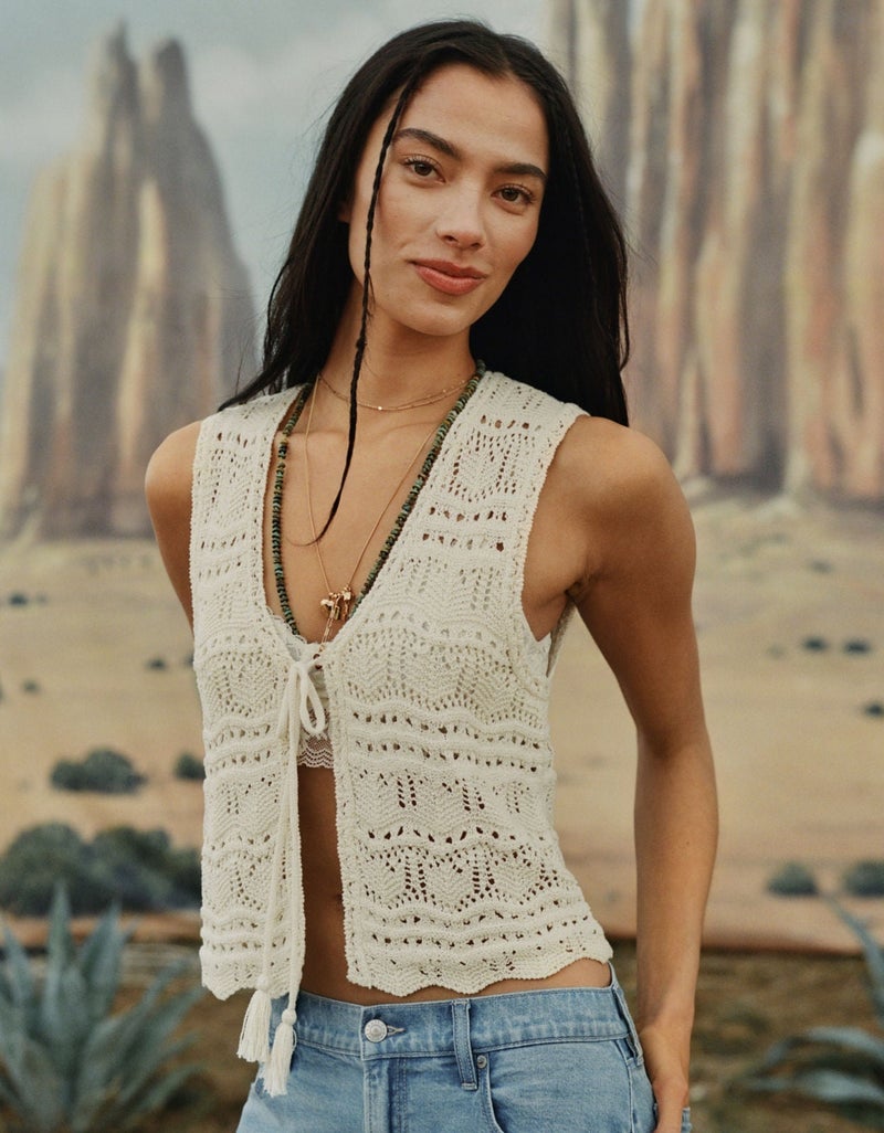 American Eagle AE Tie-Front Sweater Vest - Image 1