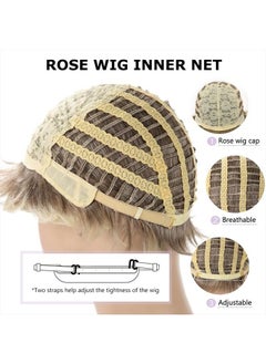 SEVENCOLORS Short Blonde Pixie Cut Wigs for White Women Blonde Mixed Brown Synthetic Wigs Natural Looking Short Hair Wigs with Bangs  - Image 5