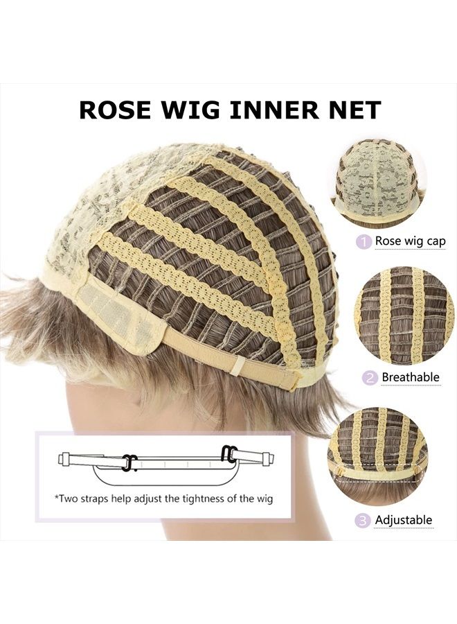 SEVENCOLORS Short Blonde Pixie Cut Wigs for White Women Blonde Mixed Brown Synthetic Wigs Natural Looking Short Hair Wigs with Bangs - Image 5