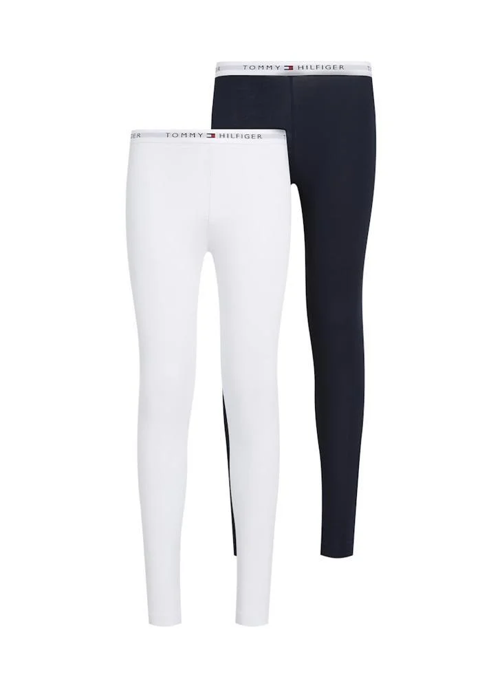 Tommy Hilfiger white and navy Kids 2 Pack Essential Leggings for Women | Best Price UAE