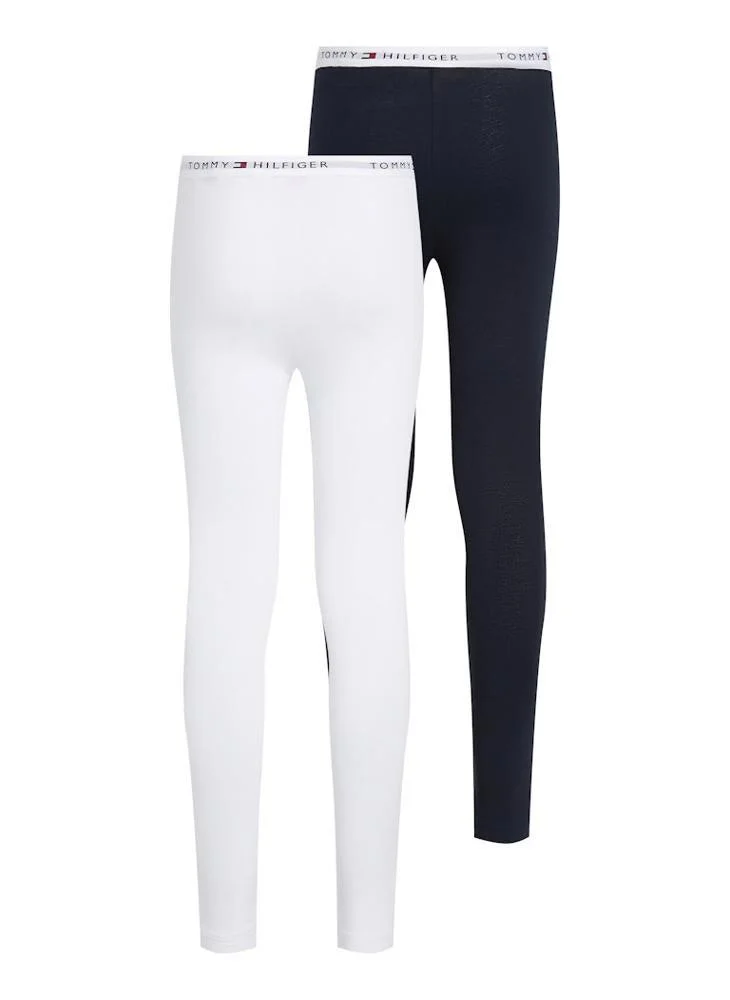 Tommy Hilfiger white and navy Kids 2 Pack Essential Leggings for Women | Best Price UAE