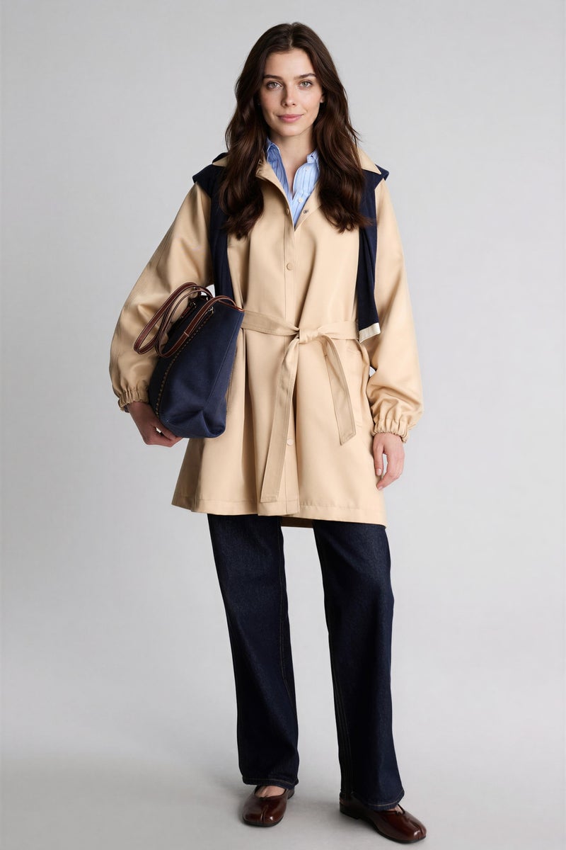 DeFacto Beige Woman Regular Fit Gabardine Trenchcoat Casual - Image 2