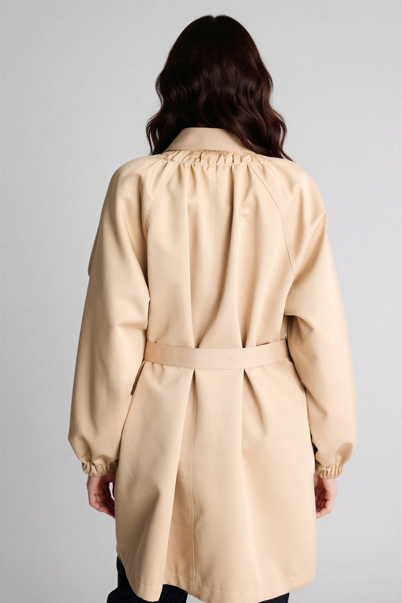 DeFacto Beige Woman Regular Fit Gabardine Trenchcoat Casual - Image 5