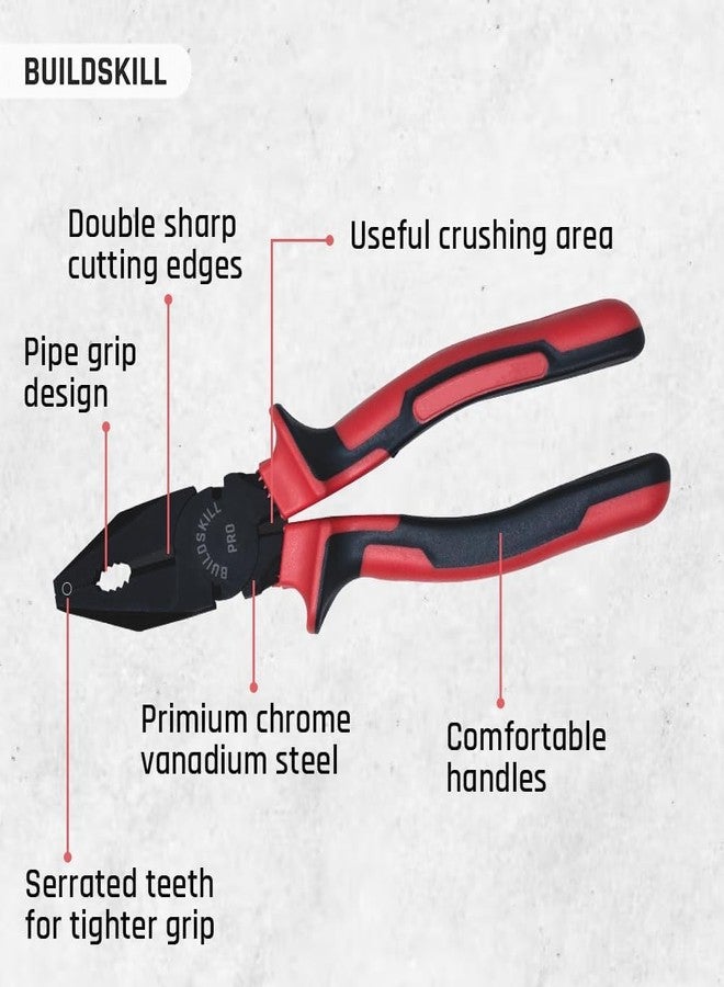 Buildskill Combination Plier 8" Hand Tools, Wire Cutter, Cutting Plier, Suited for Bending, Straightening, Stripping, Hardened Jaw, Electrical Tools, Anti Rust Black Phosphate Finish (Pack of 1) - Image 4