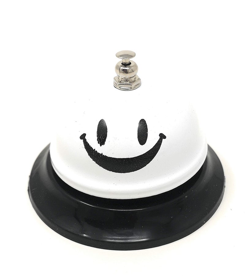 ASIAN HOME Call Bell 335 Inch Diameter Metal Bell White Smiley Face Desk Bell Service Bell for Hotels Schools Restaurants Reception Areas Hospitals Customer Service White 1 Bell