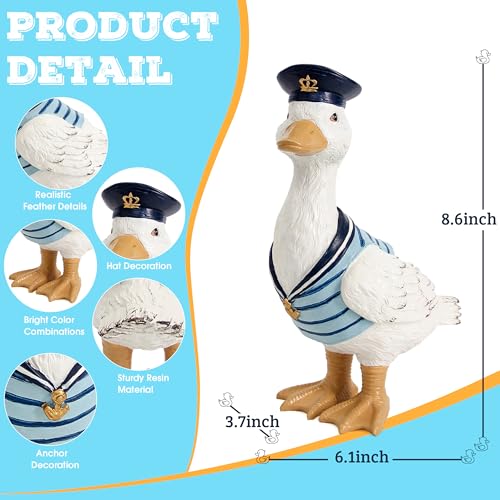 Leekung Duck Garden Decor Outdoor Porch Duck Statues Resin Sculptures Decorative Lawn Ornaments for Outside Garden Fence Patio Yard Animal Beach Nautical Decor Gardening Gifts for Women - Image 2