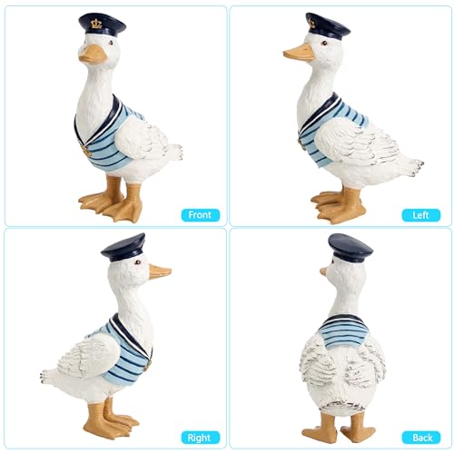 Leekung Duck Garden Decor Outdoor Porch Duck Statues Resin Sculptures Decorative Lawn Ornaments for Outside Garden Fence Patio Yard Animal Beach Nautical Decor Gardening Gifts for Women - Image 3